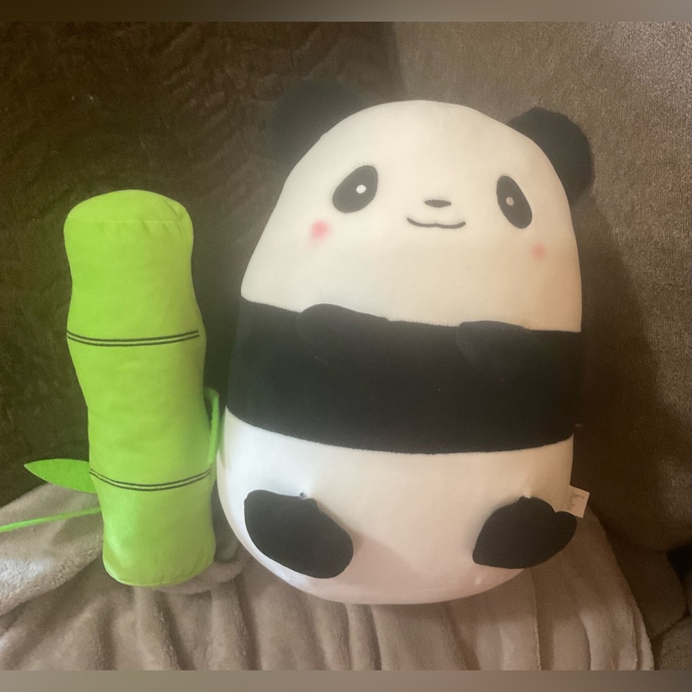 Takashoji: panda plush toy 14” inches very very soft and bamboo accent detached